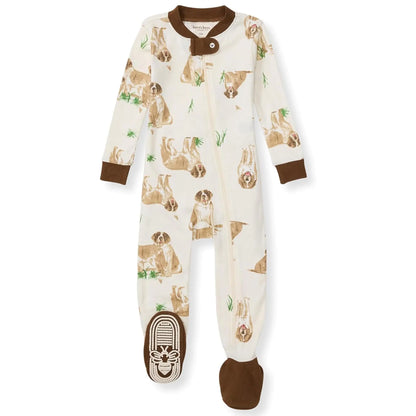 Burt's Bees Baby Pajamas, Zip-Front Non-Slip Unisex Footed Sleeper Pjs, Organic Cotton 18 Months St Bernard Dog 1