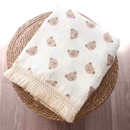 Cute Bear Muslin Cotton Baby Blanket